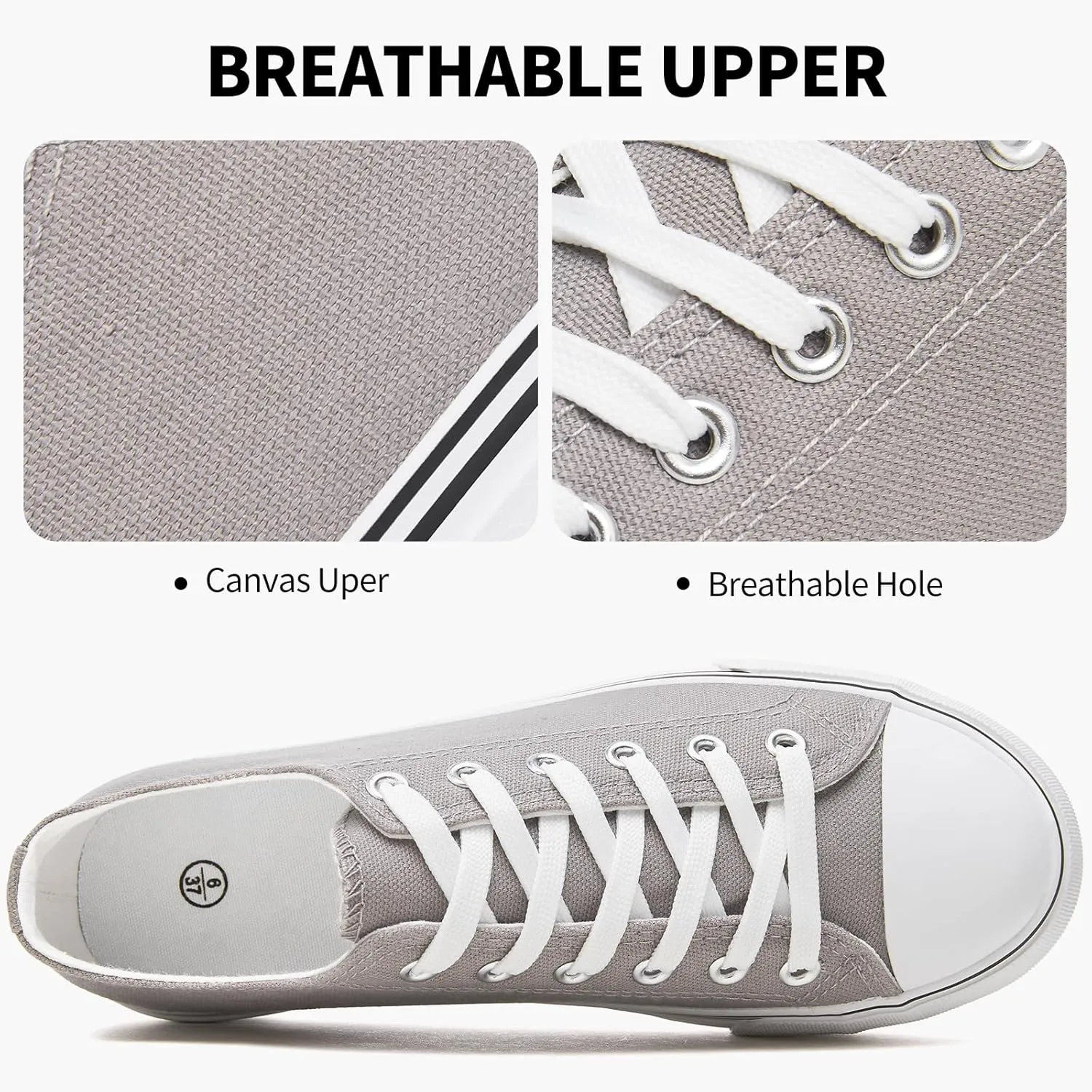SERNIAL Womens White Platform Sneakers Low Top Platform Shoes Black Canvas Shoes for Women