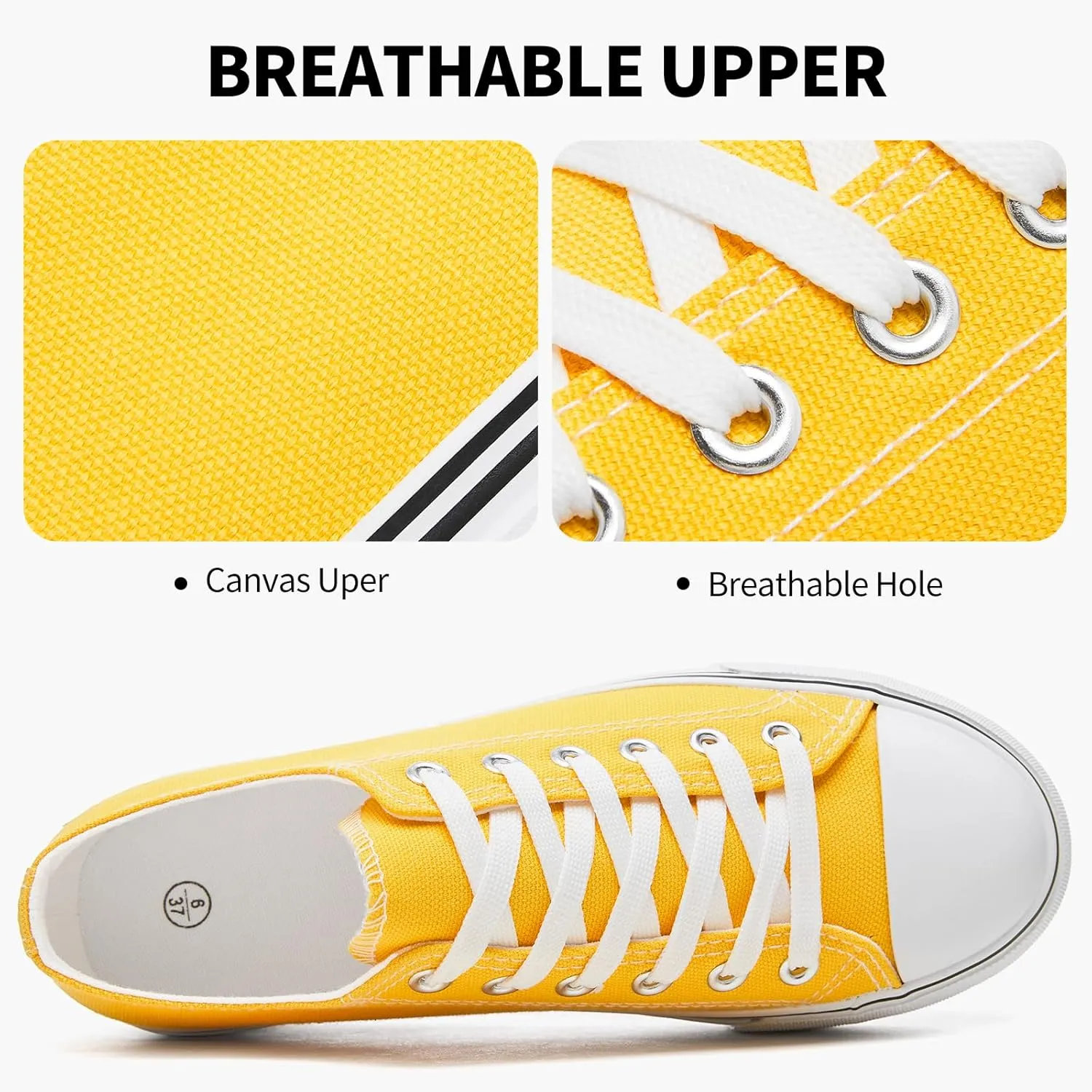 SERNIAL Womens White Platform Sneakers Low Top Platform Shoes Black Canvas Shoes for Women