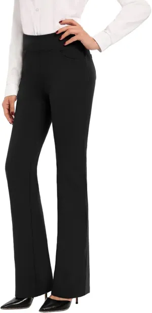 SEVEGO 29"/31"/33"/35" Inseam Women's Bootcut Yoga Dress Pants High Waist Stretch Work Pants Petite, Regular, Long, Tall