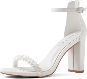 Shoe'N Tale Strappy Heels for Women Chunky Block High Ankle Buckle Heeled Sandals