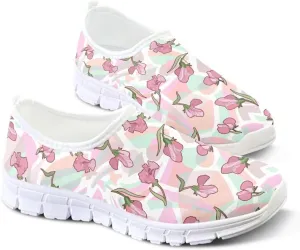 Sneakers for Women Low Top Shoes Womens Lightweight Tennis Loafers Slip on Casual Outdoor Workout Flats All Seasons White Sole