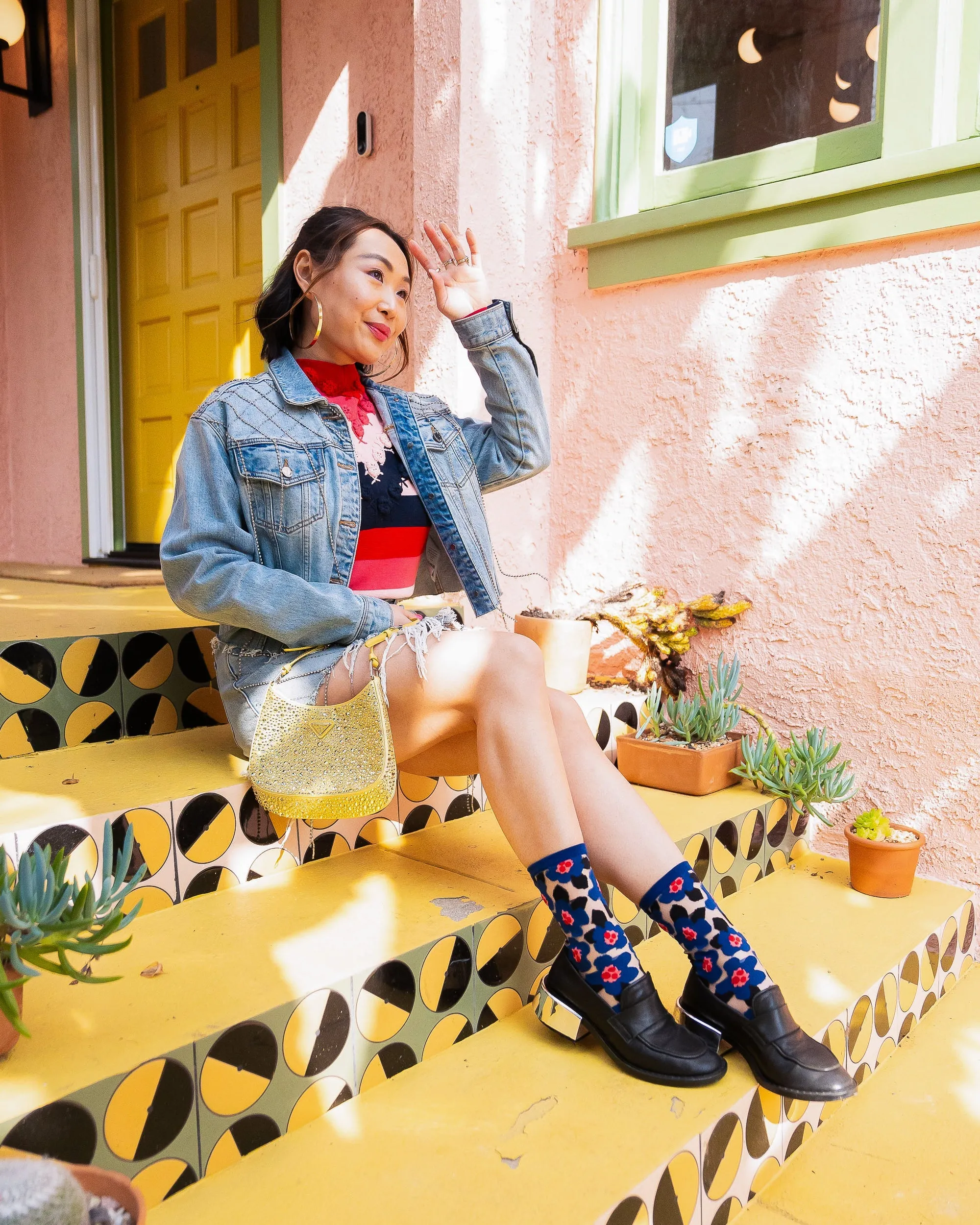 SOCK CANDY "BOLD BLUE FLORAL" SHEER SOCKS
