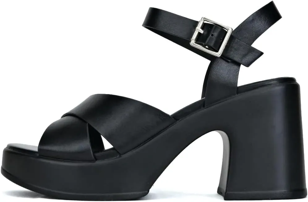 Soda Touch ~ Womens Square Toe Crisscross Band Platform Notch Wedge Heel Sandals