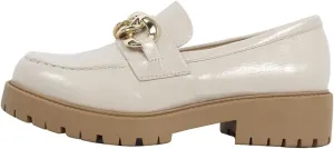 Soda Women's Chain Faux Leather Lug Platform Block Heel Loafers