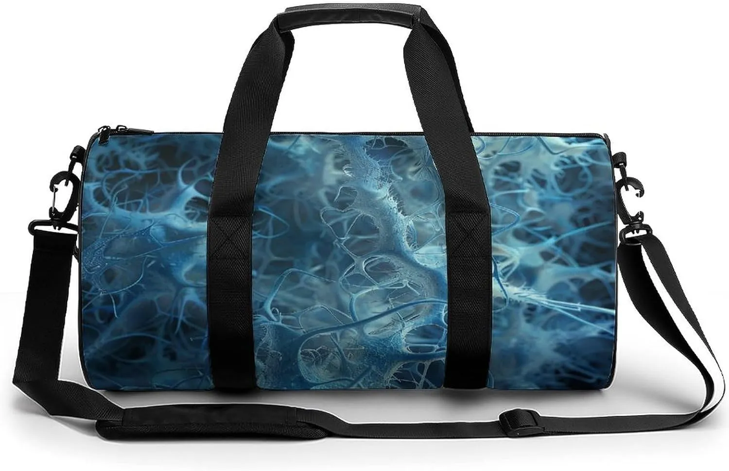 Sports Gym Bag for Men Women Blue Neuron Picture Travel Gym Bag Cylindrical Workout Bag Lightweight Travel Duffle Bag for Basketball Football Weekender