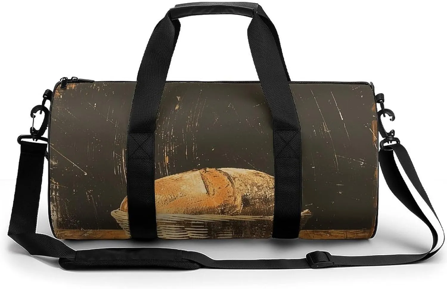 Sports Gym Bag for Men Women Bread in Basket Travel Gym Bag Cylindrical Workout Bag Lightweight Travel Duffle Bag for Basketball Football Weekender