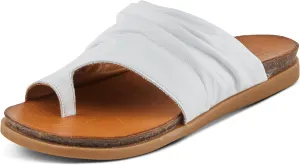 Spring Step BATES Women's Gathered Leather Sandals with Delicate Toe Ring Detail