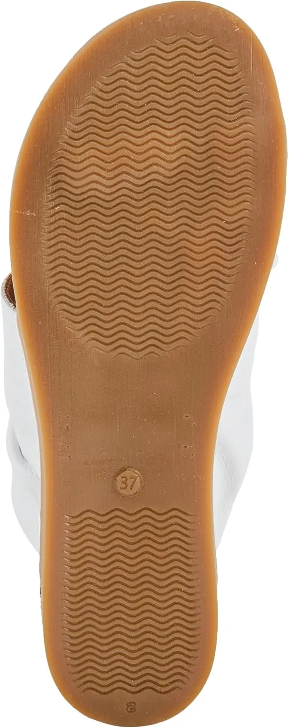 Spring Step BATES Women's Gathered Leather Sandals with Delicate Toe Ring Detail