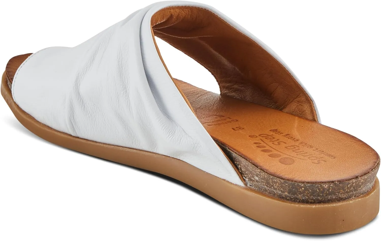 Spring Step BATES Women's Gathered Leather Sandals with Delicate Toe Ring Detail