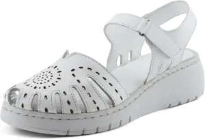Spring Step Women's GALAVIS Leather Wedge Sandals – Closed-Toe Sporty Sandal with Hook-and-Loop Closure and Cushioned Footbed
