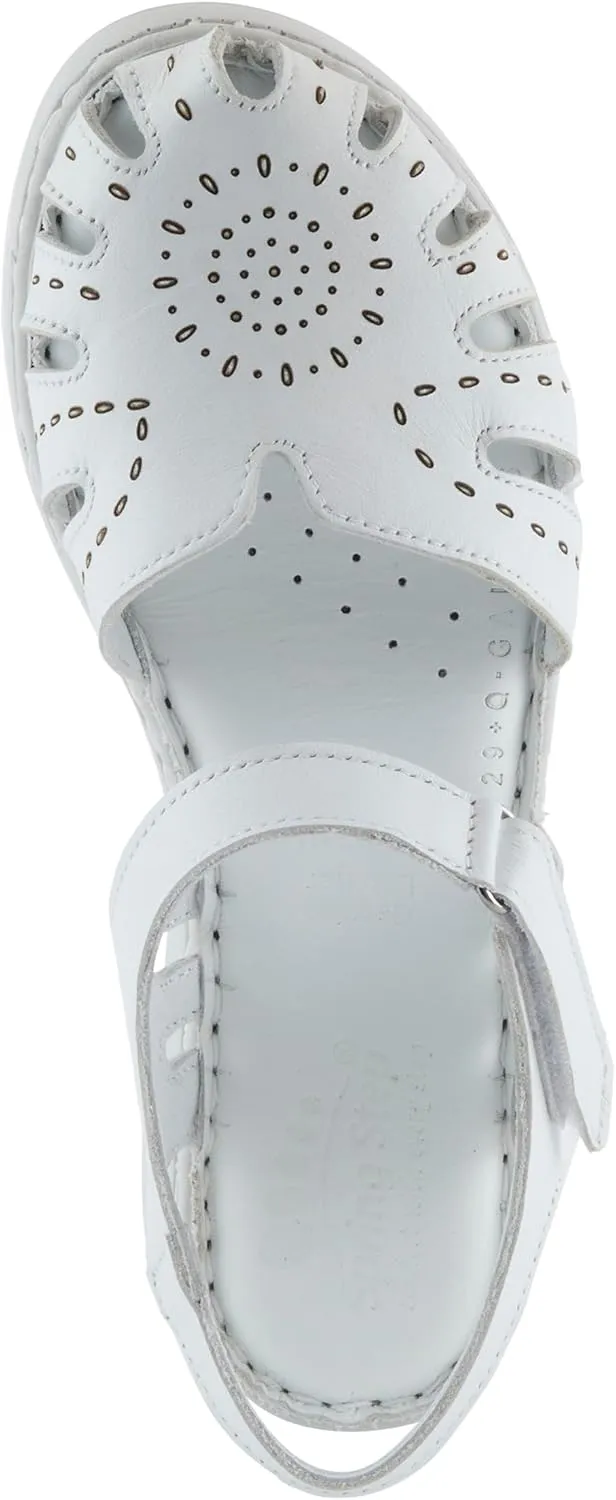 Spring Step Women's GALAVIS Leather Wedge Sandals – Closed-Toe Sporty Sandal with Hook-and-Loop Closure and Cushioned Footbed