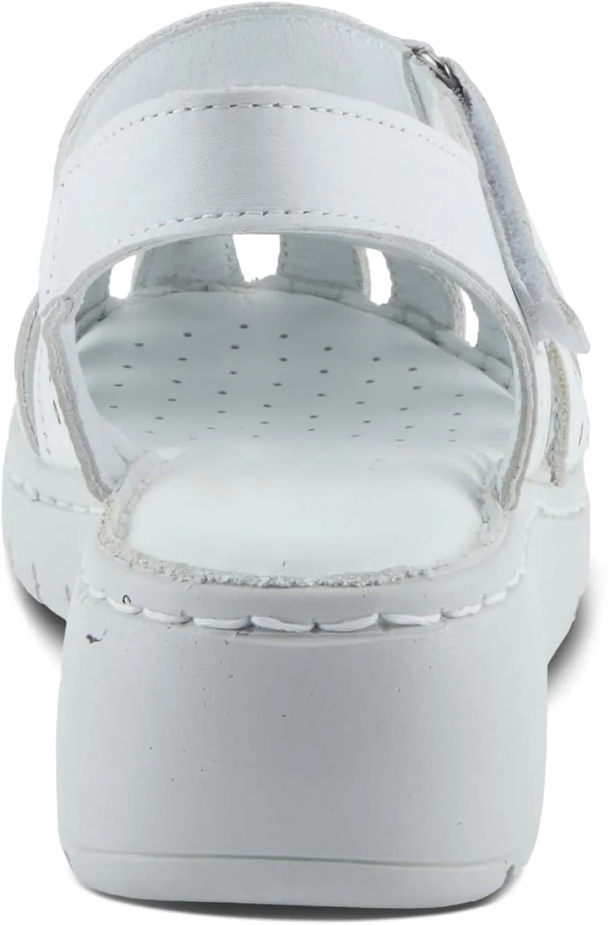 Spring Step Women's GALAVIS Leather Wedge Sandals – Closed-Toe Sporty Sandal with Hook-and-Loop Closure and Cushioned Footbed