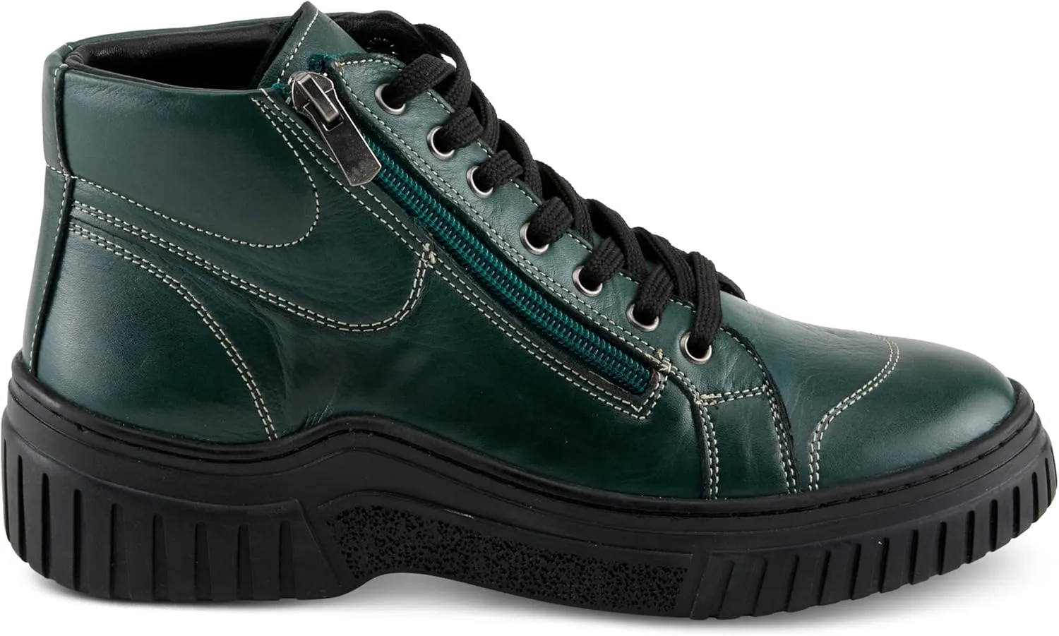 Spring Step Women's LOEVA High-Top Sneakers with Stylish Zipper, Premium Leather, and Faux Fur Lining