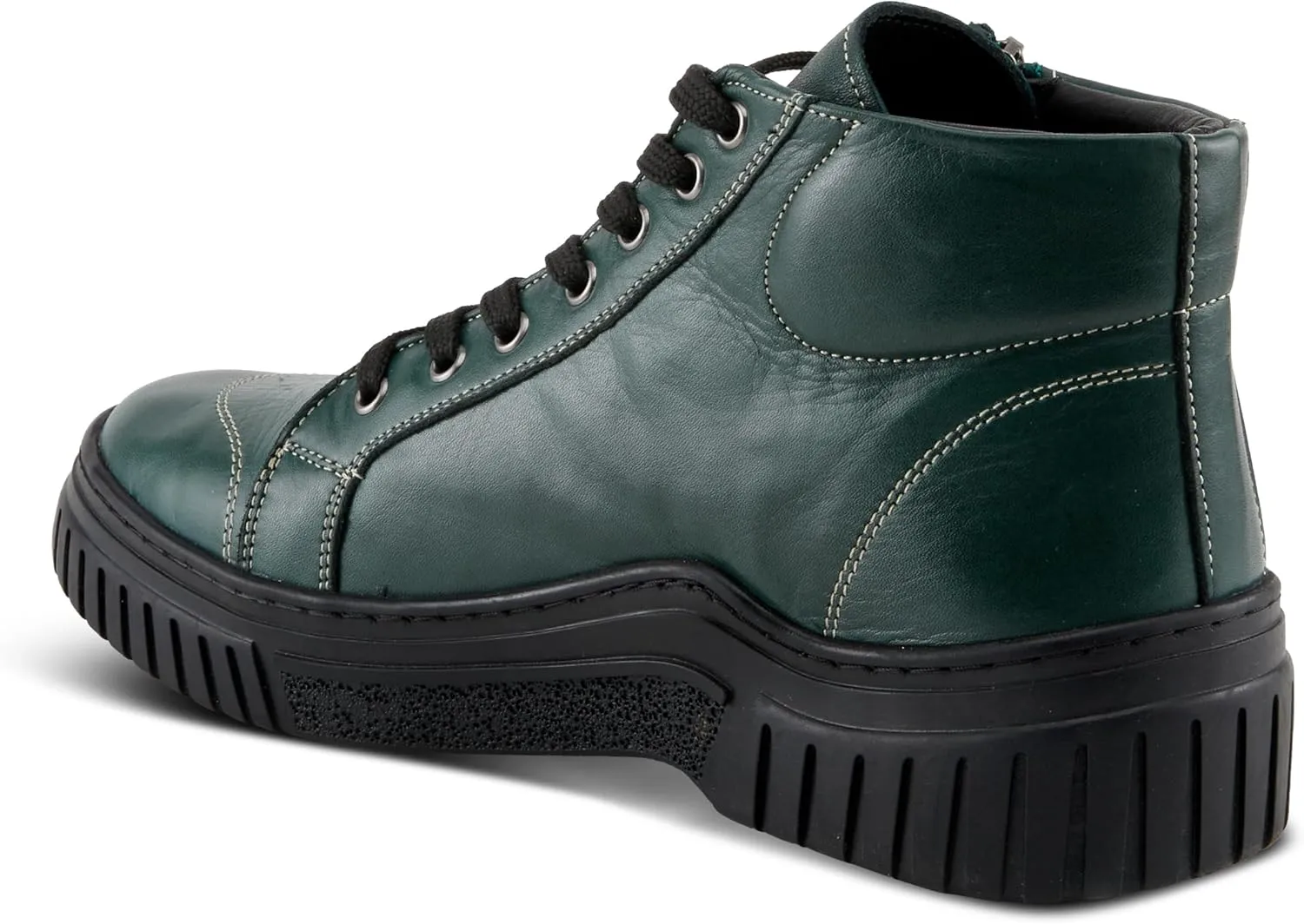 Spring Step Women's LOEVA High-Top Sneakers with Stylish Zipper, Premium Leather, and Faux Fur Lining