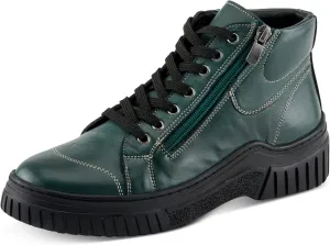 Spring Step Women's LOEVA High-Top Sneakers with Stylish Zipper, Premium Leather, and Faux Fur Lining