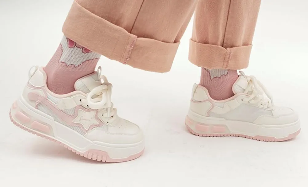 Star Shoes Cute Sneakers Platform Shoes for Women 2025 New Y2K Aesthetic Cute Big Toe Anti-Slip Comfort US 5-7.