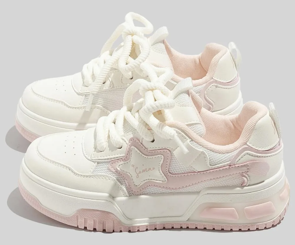 Star Shoes Cute Sneakers Platform Shoes for Women 2025 New Y2K Aesthetic Cute Big Toe Anti-Slip Comfort US 5-7.