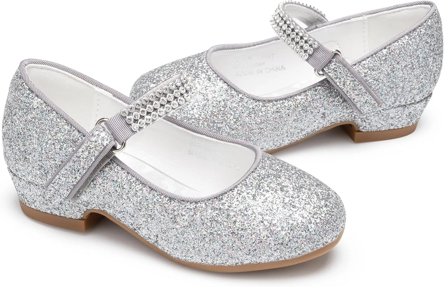 Stelle Girls Dress Shoes Toddler White Flower Girl Low Heels Mary Jane Flat for School Uniform Wedding(Little/Big Kid)