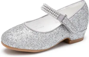 Stelle Girls Dress Shoes Toddler White Flower Girl Low Heels Mary Jane Flat for School Uniform Wedding(Little/Big Kid)