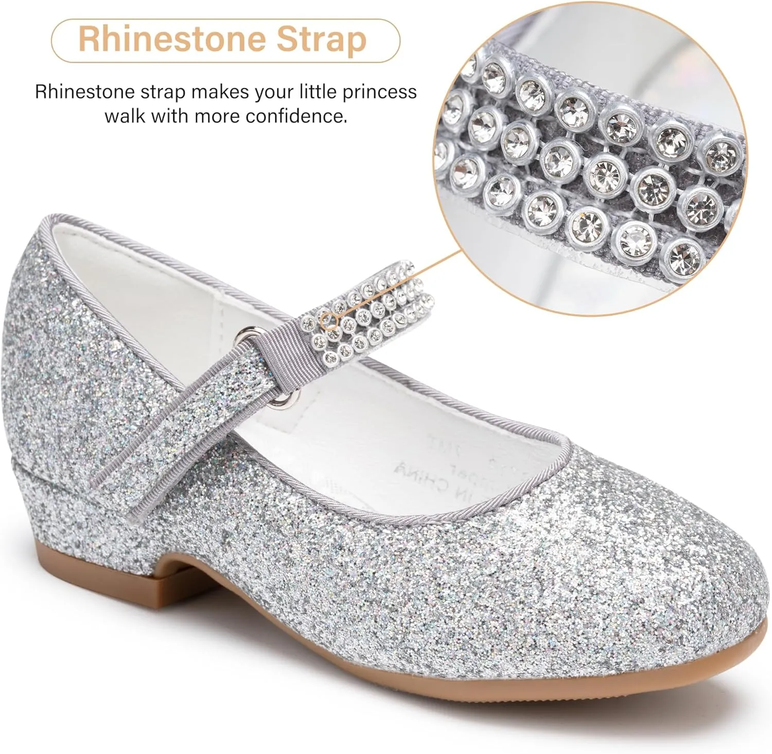 Stelle Girls Dress Shoes Toddler White Flower Girl Low Heels Mary Jane Flat for School Uniform Wedding(Little/Big Kid)