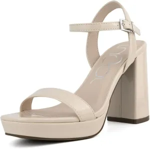 Sugar Women's Fashion Heel Sandals Chunk Dress Shoes with Ankle Strap Pump Sandal for Ladies - Cushioned and Comforable