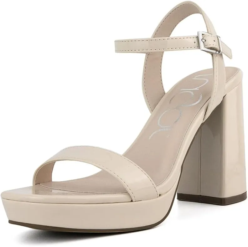 Sugar Women's Fashion Heel Sandals Chunk Dress Shoes with Ankle Strap Pump Sandal for Ladies - Cushioned and Comforable