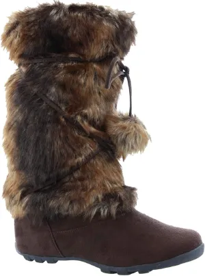 Talia-Hi Women Mukluk Faux Fur Boot Mid Calf Winter (7.5, Brown)