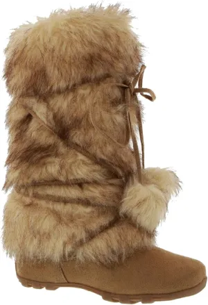 Talia-Hi Women Mukluk Faux Fur Boot Mid Calf Winter Snow White (7.5, Camel)