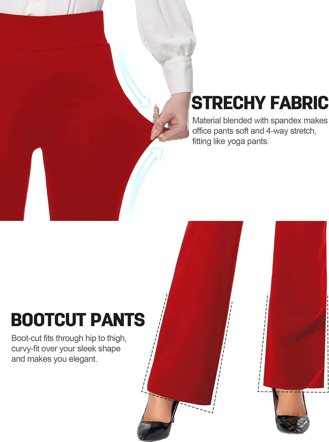 Tapata Women Dress Pants 28"/30"/32"/34" High Waist Stretchy Bootcut Pants Tall, Petite, Regular for Office Business Casual