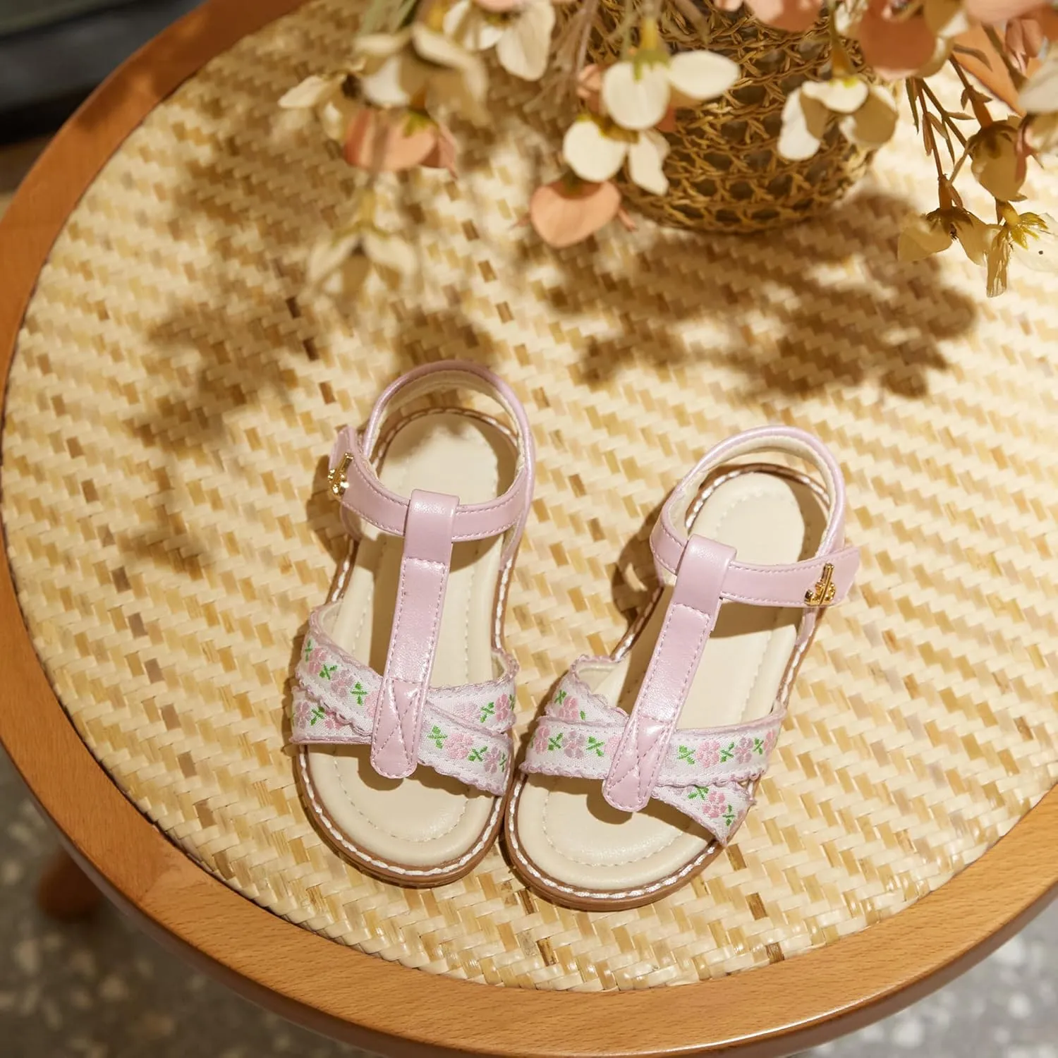 THEE BRON Toddler Girls Gladiator Sandals - Cushioned Comfy Shoes for Princess Summer Play