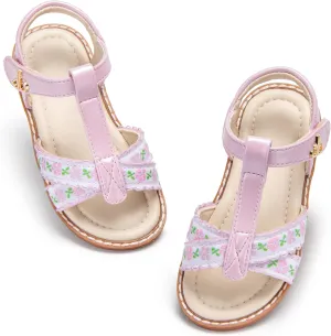 THEE BRON Toddler Girls Gladiator Sandals - Cushioned Comfy Shoes for Princess Summer Play