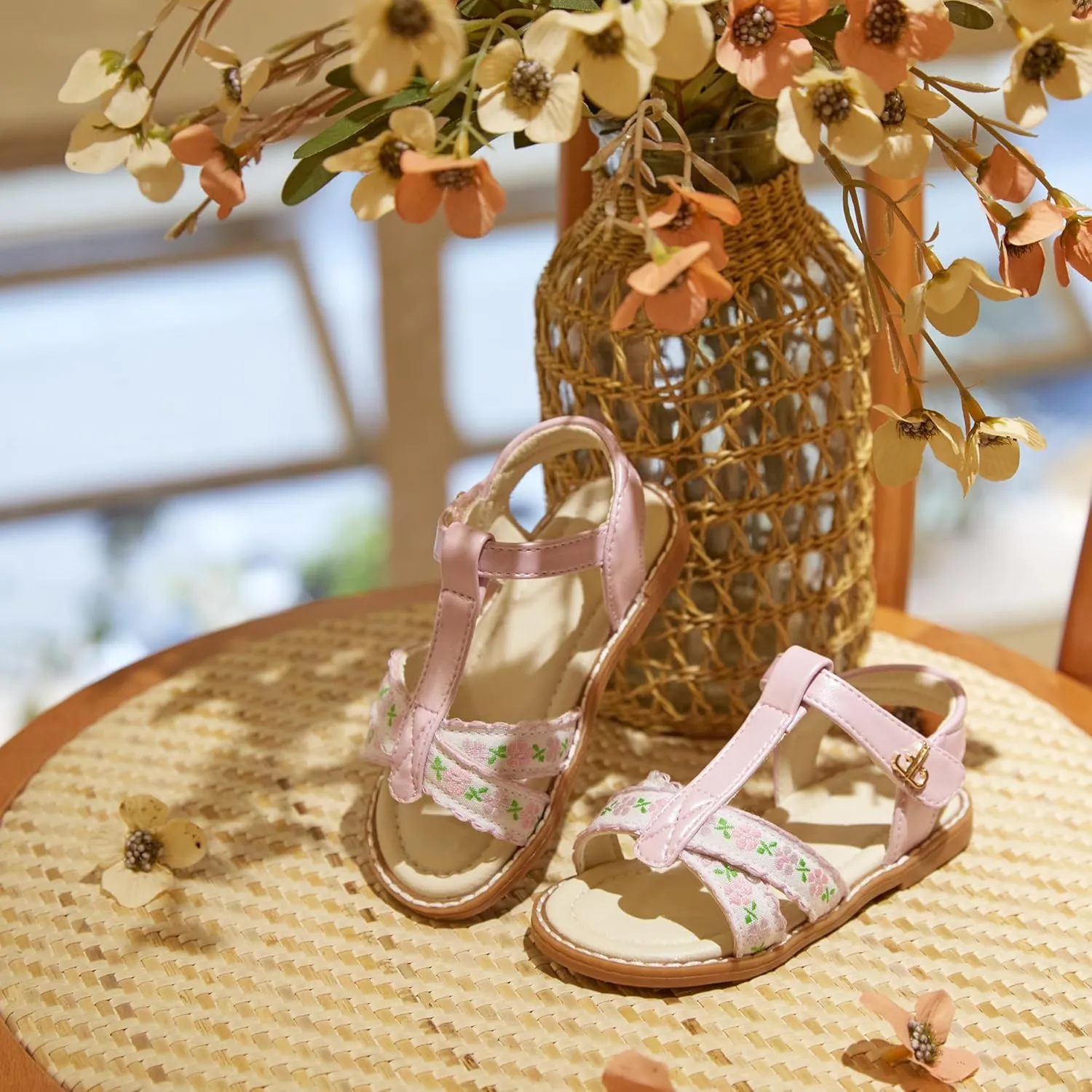 THEE BRON Toddler Girls Gladiator Sandals - Cushioned Comfy Shoes for Princess Summer Play