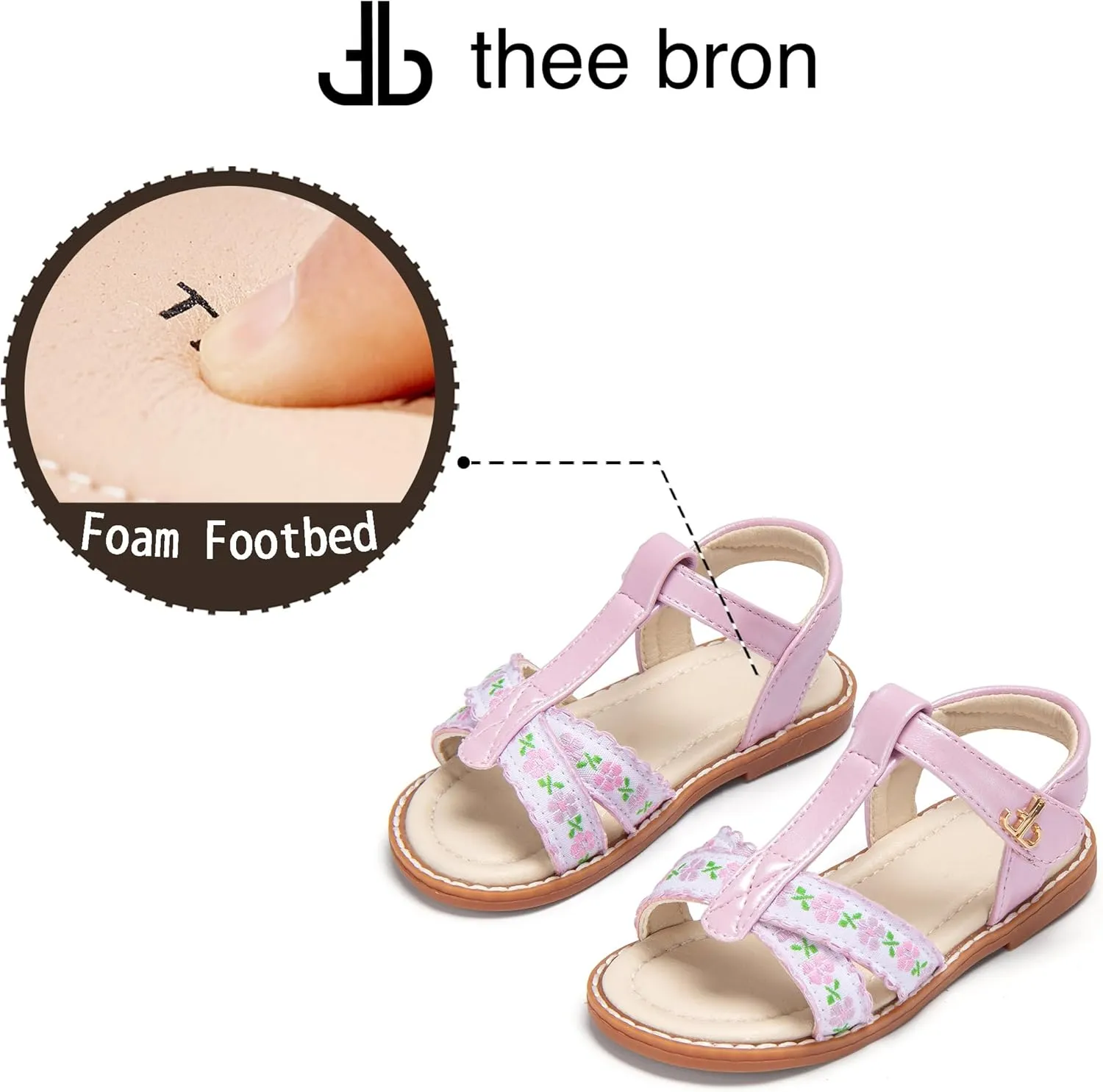 THEE BRON Toddler Girls Gladiator Sandals - Cushioned Comfy Shoes for Princess Summer Play