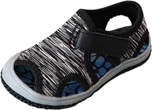 Toddler Boys Girls Sandals Soft Sole Close Toe Sport Beach Sandals Non-Slip Sole Stripe Beach Shoes Summer Walking Shoes