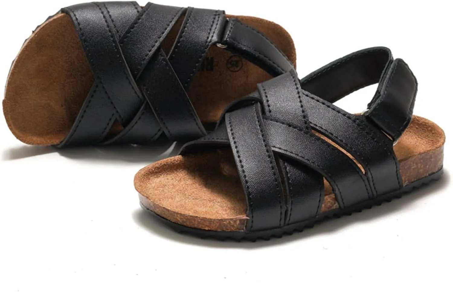 Toddler Sandals Boys Girls Sandal Little Kid with Cork Footbed Slides Adjustable Open Toes Flat Summer Shoes