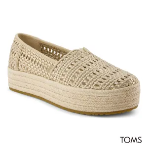 TOMS Women Valencia Champagne Metallic Basket Weave Espadrille