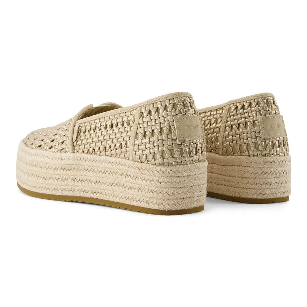 TOMS Women Valencia Champagne Metallic Basket Weave Espadrille