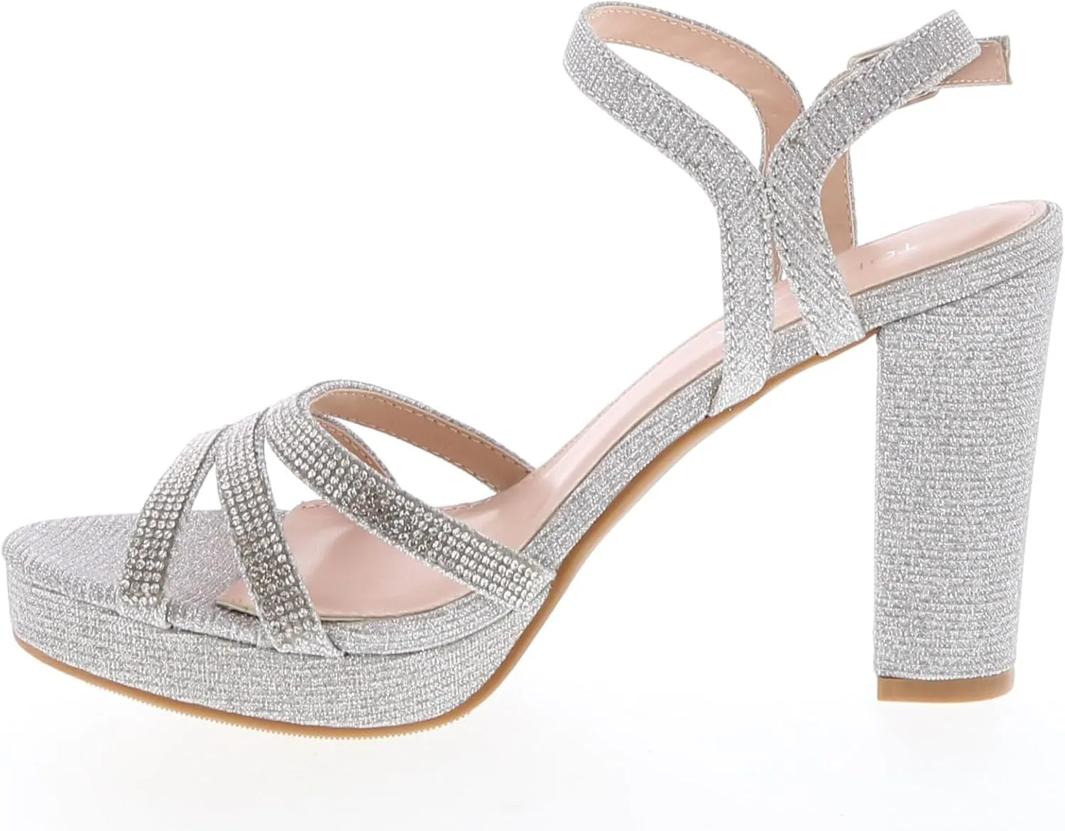 TOP Moda Asia-20 Women's Ankle Strap Platform High Heel Sandal, Dressy Strappy Rhinestone, Non-slip Sole, For Wedding, Party, Prom, Evening Wear Event Block Heel Sandals