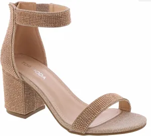 TOP Moda Delia-80 Ankle Strap Dressy High Heel Sandal, Non-slip Sole, For Wedding, Party, Prom, Evening Wear, or Any Occasion, Sleek Style Block Heel Sandals