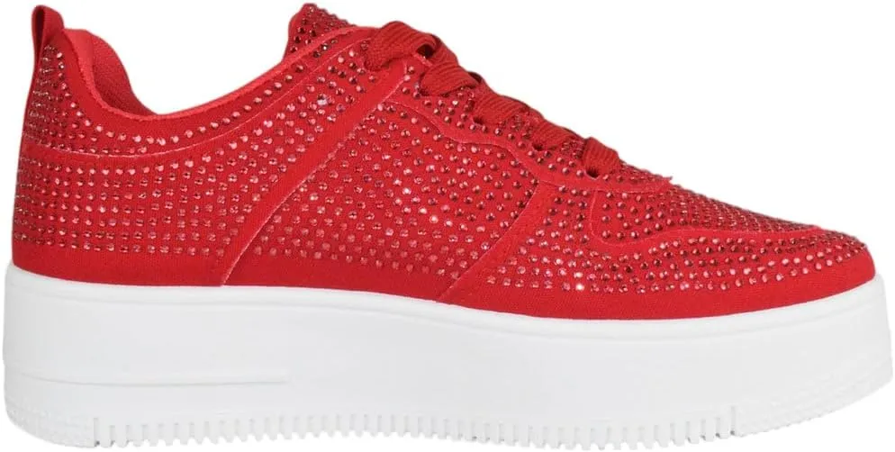 TOP Moda Shoes Women Fashion Platform Sneakers Crystals Rhinestone Bling Lace Up Boston