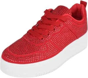 TOP Moda Shoes Women Fashion Platform Sneakers Crystals Rhinestone Bling Lace Up Boston