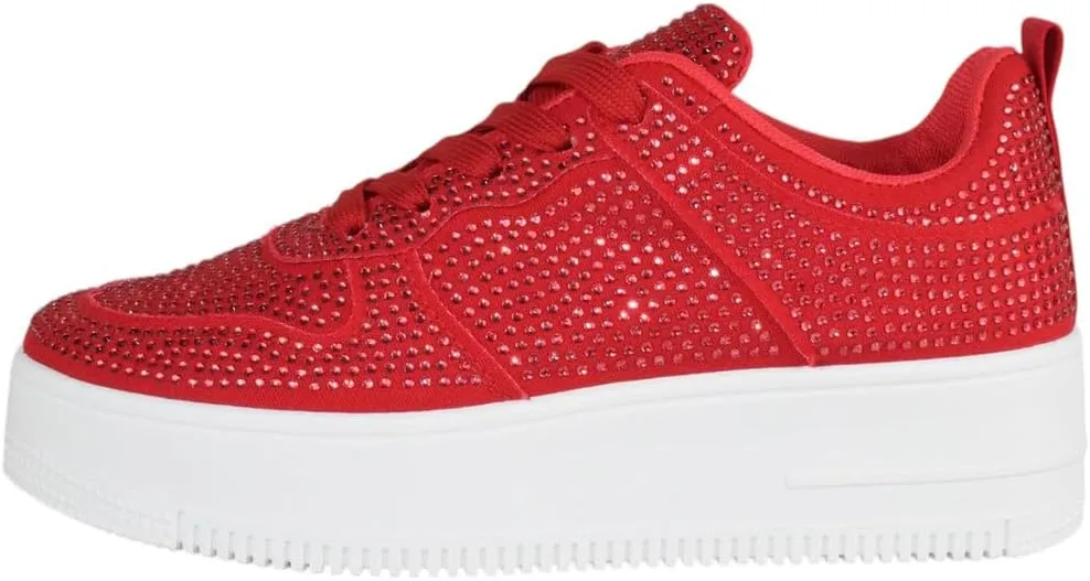 TOP Moda Shoes Women Fashion Platform Sneakers Crystals Rhinestone Bling Lace Up Boston