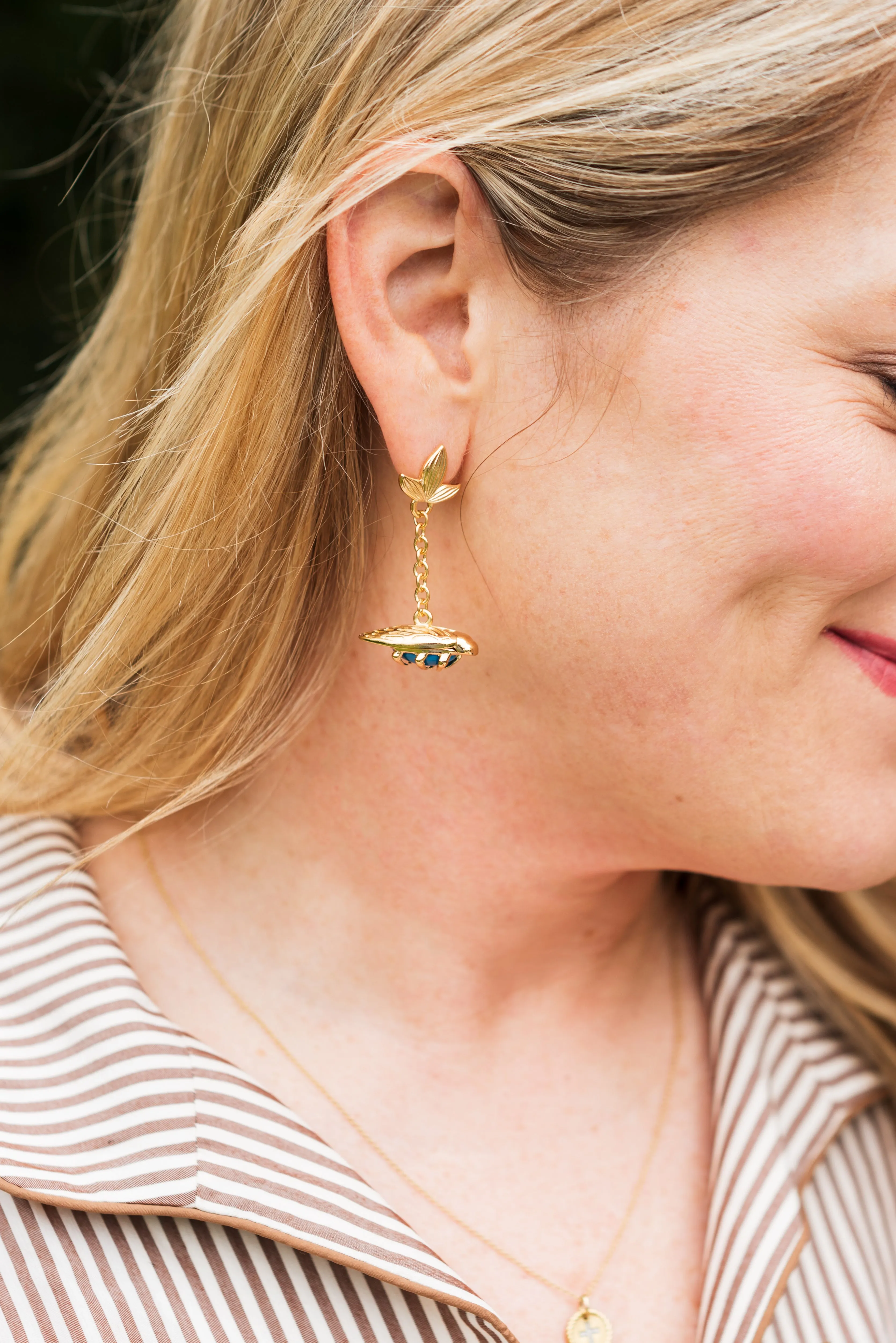 TURQUOISE BUG FOB EARRINGS