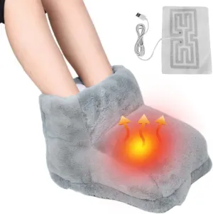 USB Heated Foot Warmer for Men Women Fuzzy Thick Electric Rechargeable Foot Heating Pad Winter Plush Foot Heater Cushion Heat Therapy Ankle Feet Warmer Boots Shoes Office Home Feet Warmer