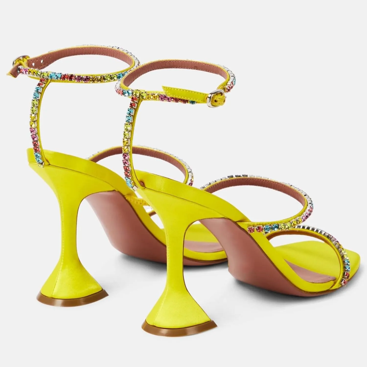 Vertundy Womens Slingback Rhinestones Strappy Sandals Crystal Square Toe Kitten Heel Dress Party Wedding Bride Stiletto Pumps