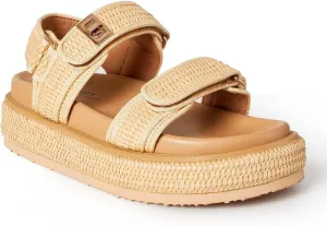 vimitty Hand-Woven Raffia Platform Sandals Adjustable Buckle Strap Comfortable Summer Beach Open Toe Slingback Sandals for Women