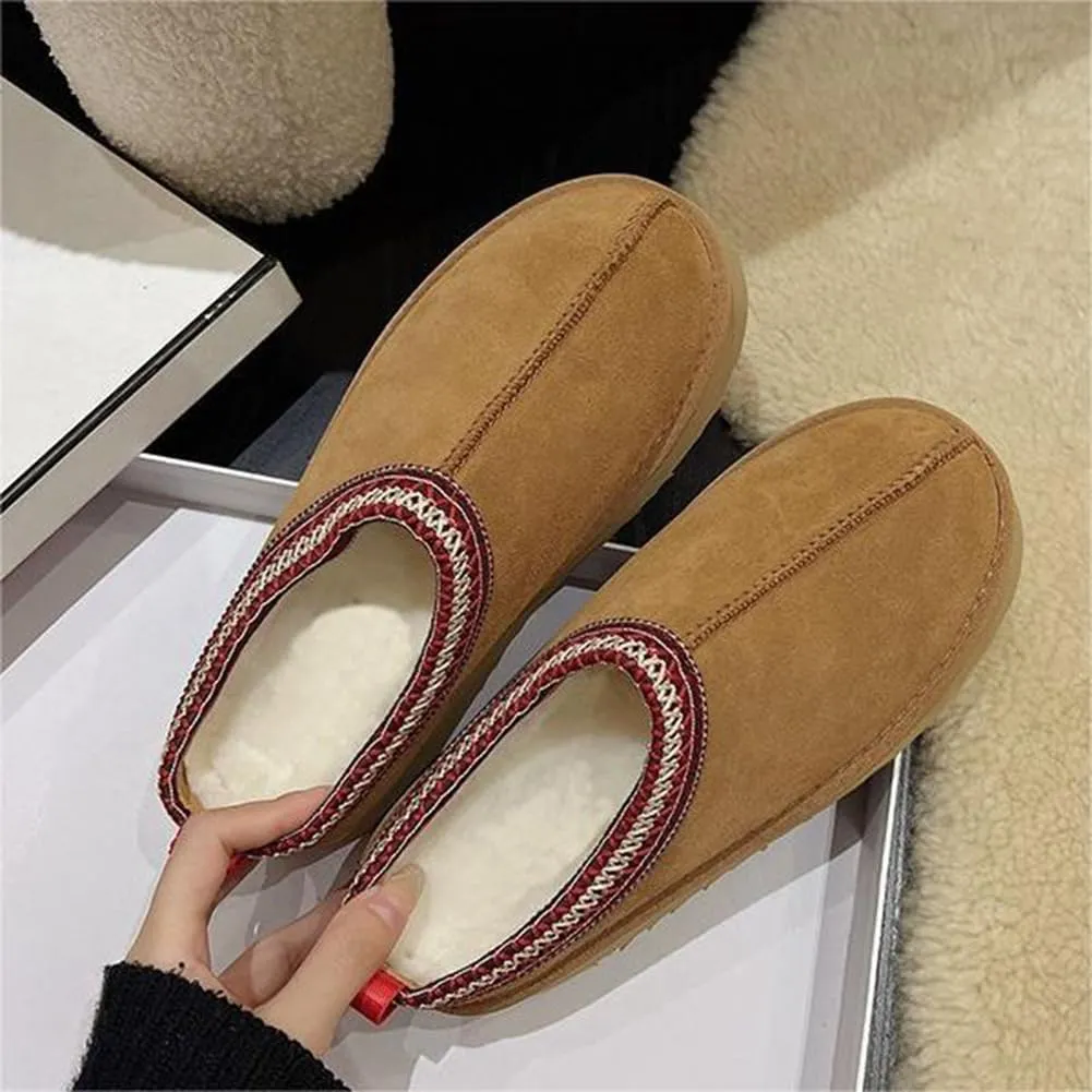 vioxthak Women's Slippers Platform Mini Boots For Women Short Ankle Boot Fur Fleece Lined Sneakers House slippers Suede Leather Anti-Slip Boot For Outdoor