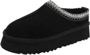 vioxthak Women's Slippers Platform Mini Boots For Women Short Ankle Boot Fur Fleece Lined Sneakers House slippers Suede Leather Anti-Slip Boot For Outdoor