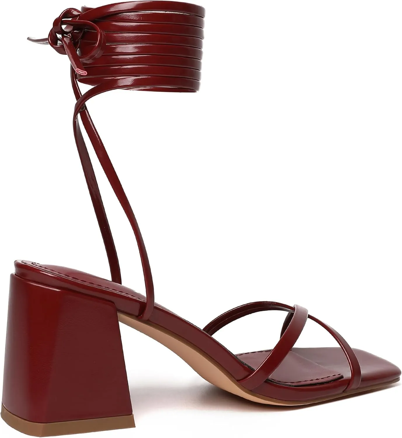 vivianly Women's Lace Up Chunky Heel Sandals Strappy Straps Ankle Wrap Heels