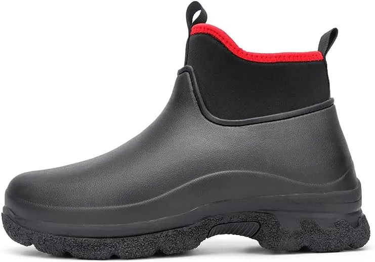 Waterproof Chef Work Boots, High-Top Kitchen Shoes, Non-Slip Sole, Black